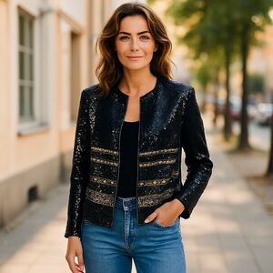 Nancy Broccolini For Shangri‎ La Vtg Sequined Jacket Size 5/6